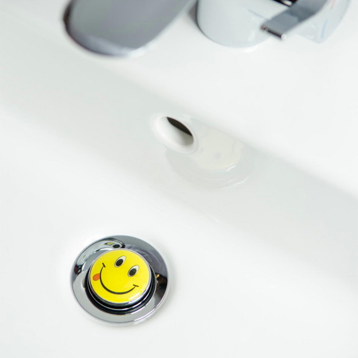 WASCHBECKENSTÖPSEL Smiley - Gelb, Kunststoff/Metall (4/7/7cm) - Sanilo