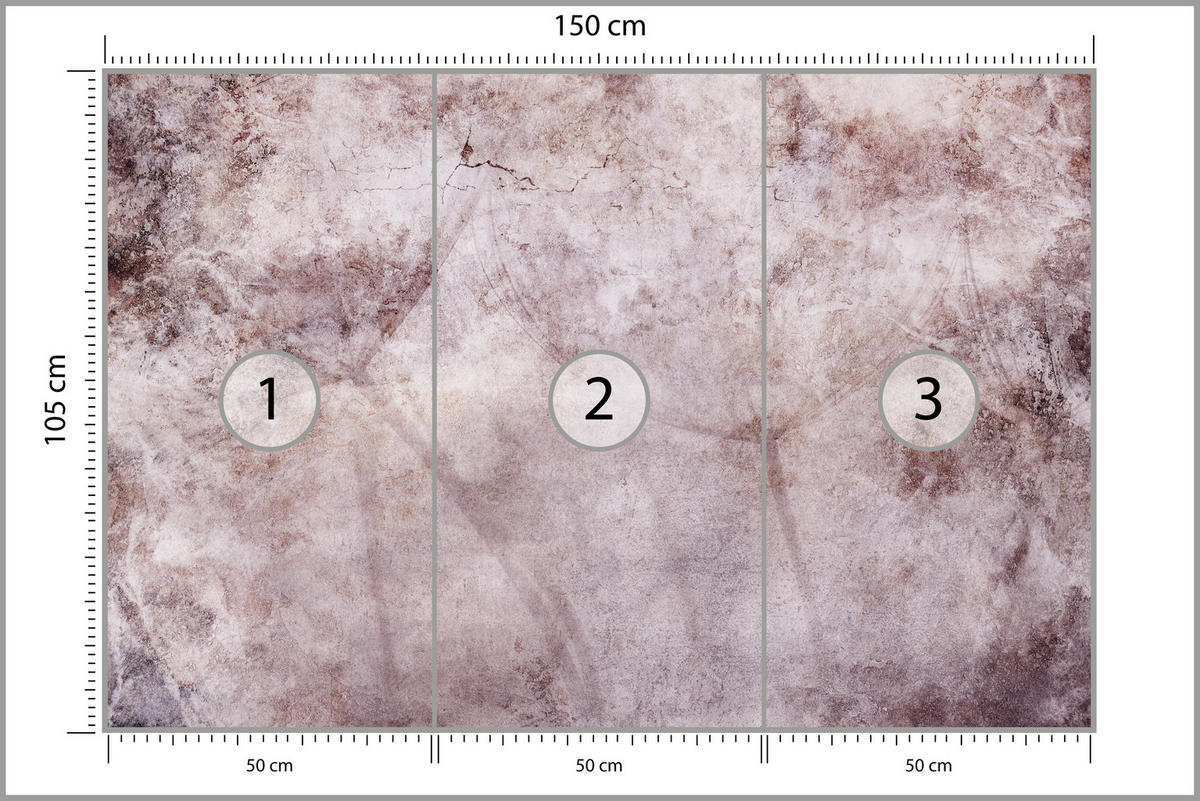 FOTOTAPETE Abstraktion Löwenzahn Blätter Retro Natur Beton 150x105 - Violett/Rosa, Papier (150/105cm) - Muralo