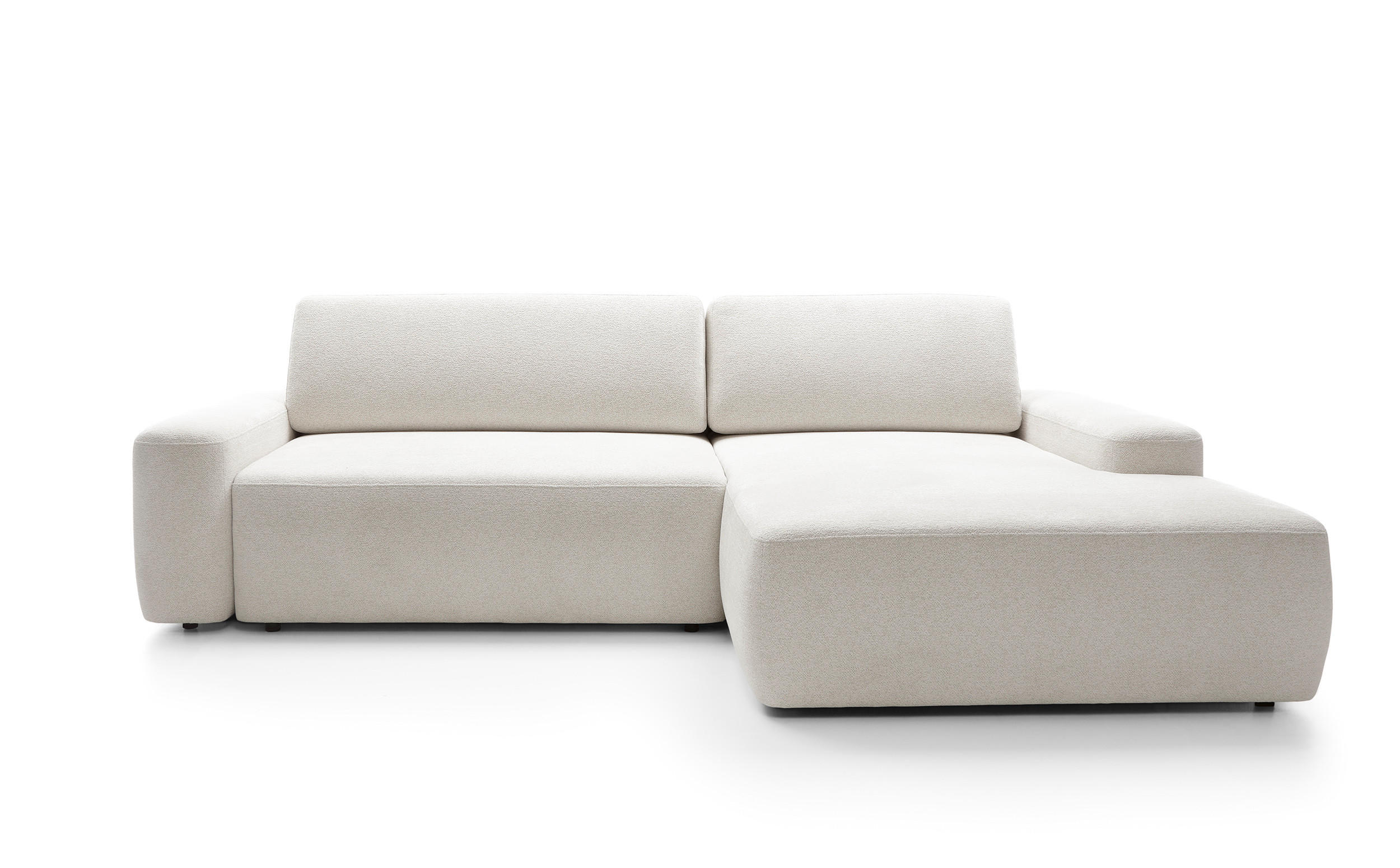 ECKSOFA BOULI 4-Sitzer Polstersofa Raven mit Schlaffunktion 130x210 cm Bettzeugablage 264x162x82 cm rechte, Farbe: Beige​ - Beige, Holz/Textil (264/162cm) - DomoHome