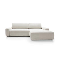 ECKSOFA BOULI 4-Sitzer Polstersofa Raven mit Schlaffunktion 130x210 cm Bettzeugablage 264x162x82 cm rechte, Farbe: Beige​ - Beige, Holz/Textil (264/162cm) - DomoHome
