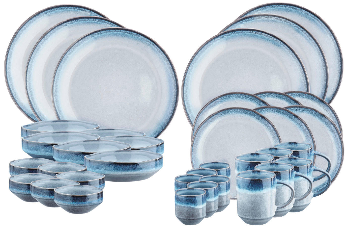 KOMPLETTSERVICE Genesis - 36er-Set - Meer - Blau, Keramik (1/1/1cm) - Björn