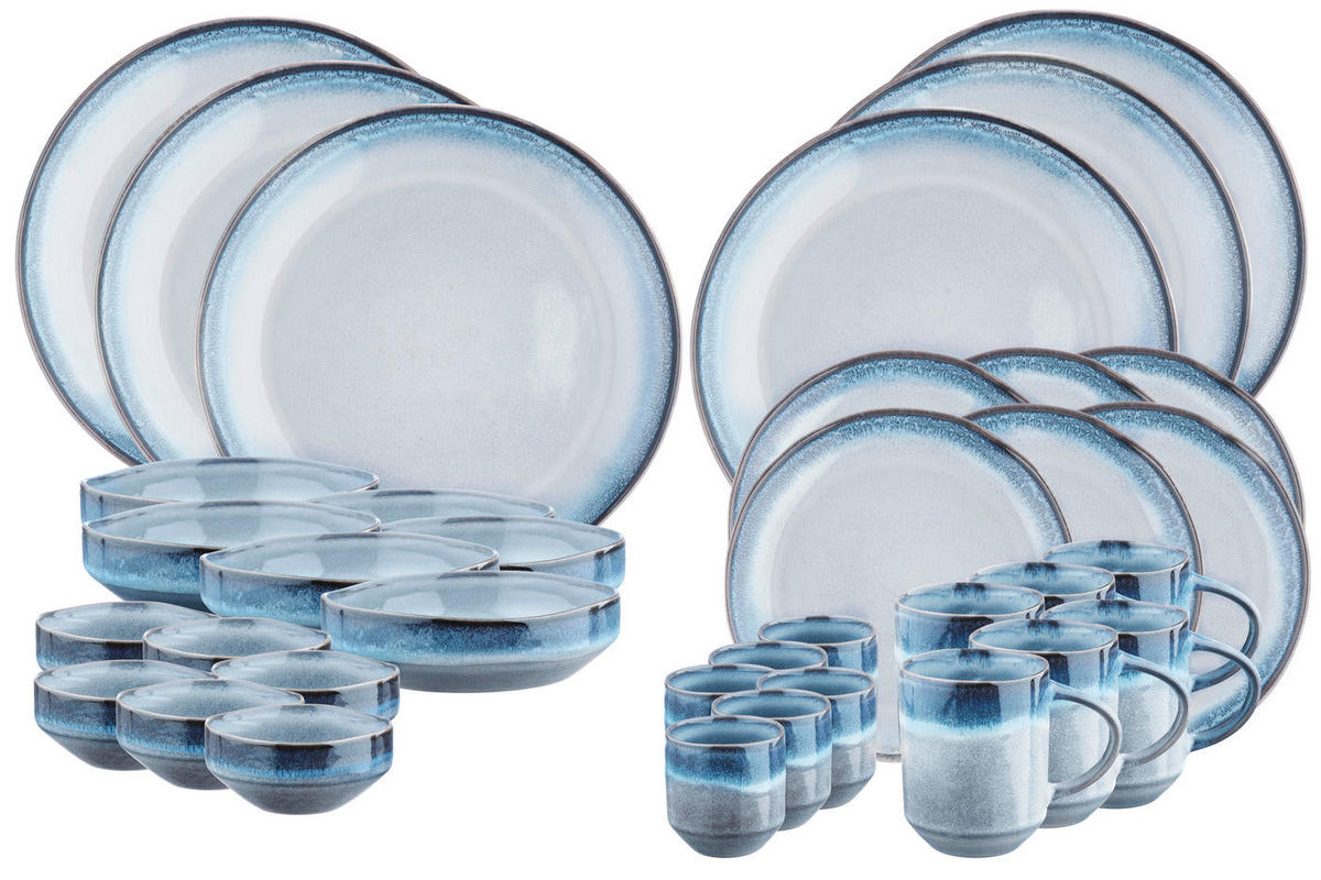 KOMPLETTSERVICE Genesis - 36er-Set - Meer - Blau, Keramik (1/1/1cm) - Björn