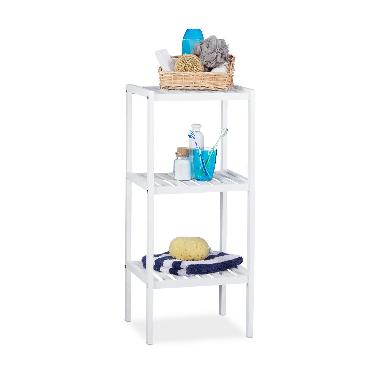 BADREGAL - Weiß, Holz (34.5/80/33cm) - Relaxdays
