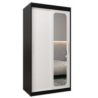 SCHWEBETÜRENSCHRANK 200/100/62 2-türig - Silberfarben/Schwarz, Holz/Kunststoff (100/200/62cm) - Abiks Möbel