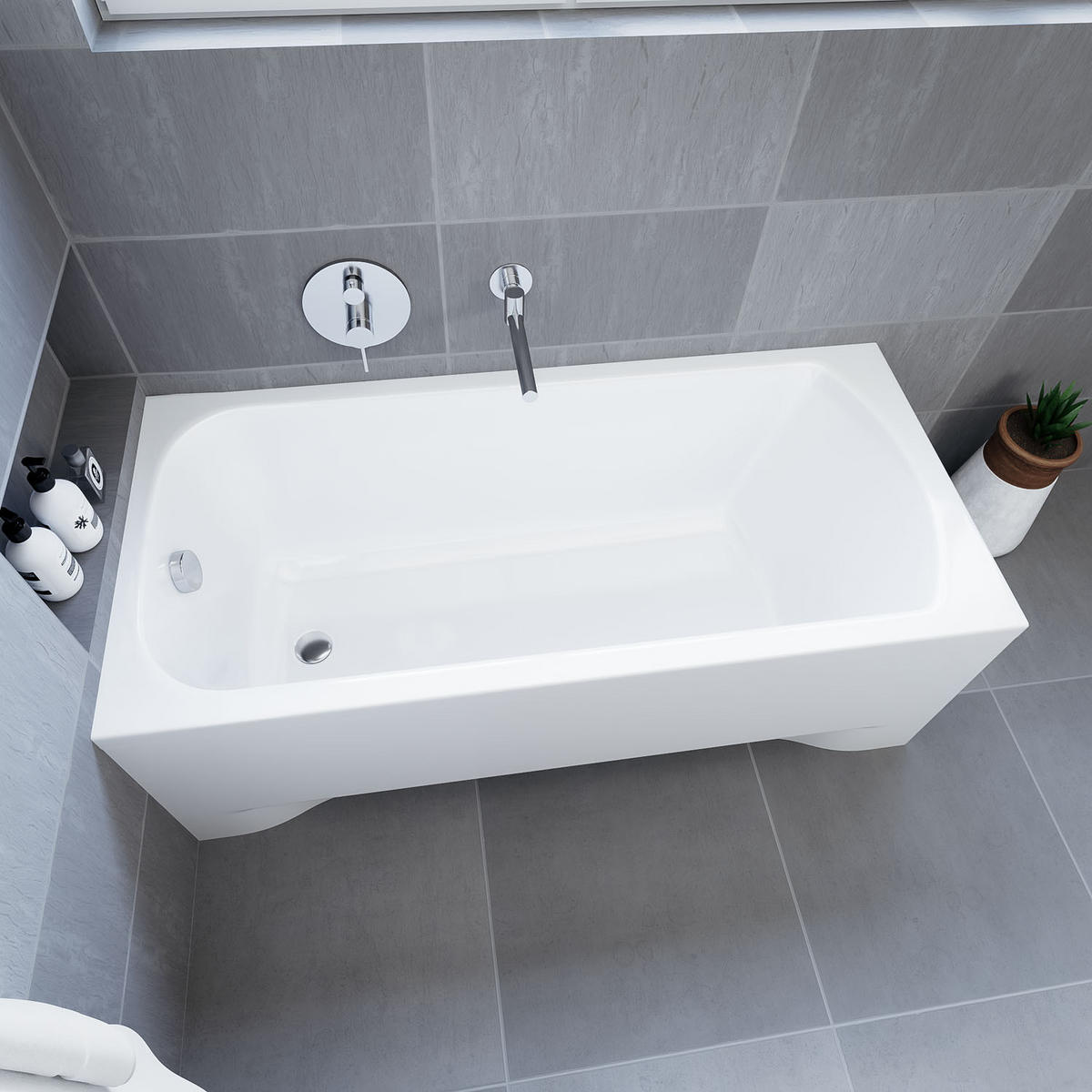 BADEWANNE Rechteck CLASSIC 130/70 mit Schürze Ablauf Füße - Weiß, Kunststoff (70/54.5/130cm) - bad land
