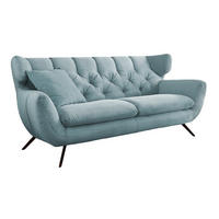 SOFA CHARME Blau Cord - Blau/Schwarz, Textil/Metall (200/94/95cm) - KAWOLA