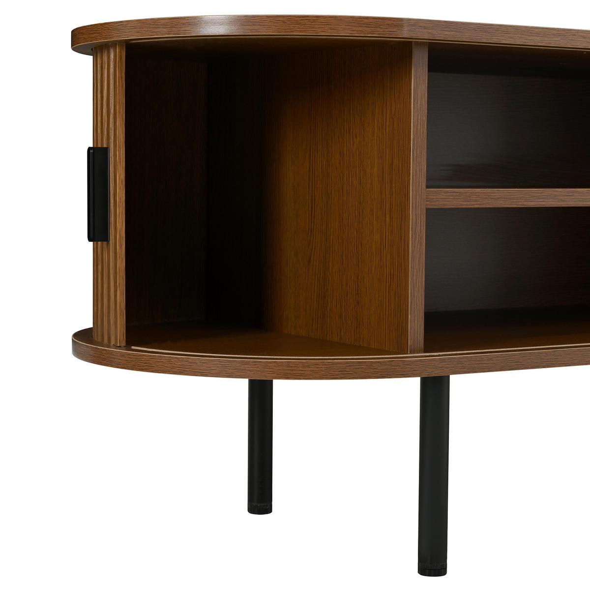 TV SKŘÍŇ v ořechové barvě TV skříňka s posuvnými dvířky a organizérem kabelů, B170/T40/H46cm - hnědá, kov/kompozitní dřevo (170/46/40cm) - STILVORA