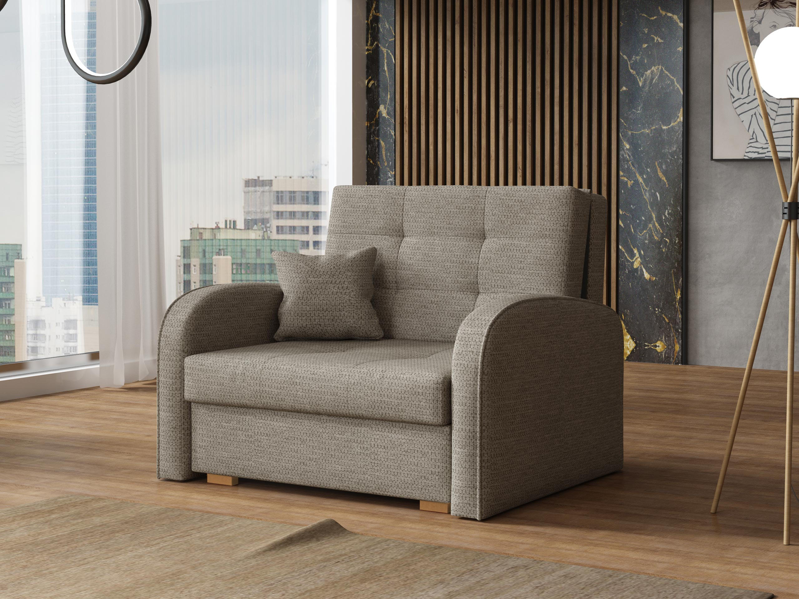 SCHLAFSOFA Viva Gold I - Braun/Naturfarben, Holz/Textil (103/85/98cm) - MIRJAN24