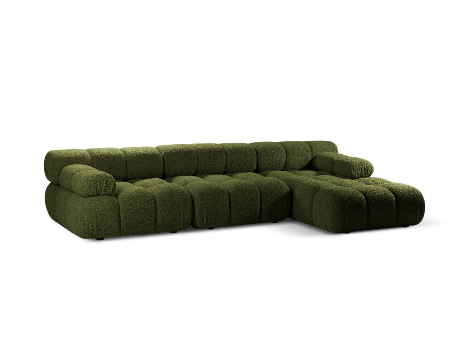 ECKSOFA modular rechts Bellis aus Boucle grün 4 Sitzplätze - Grün, Textil (155/282cm) - Micadoni