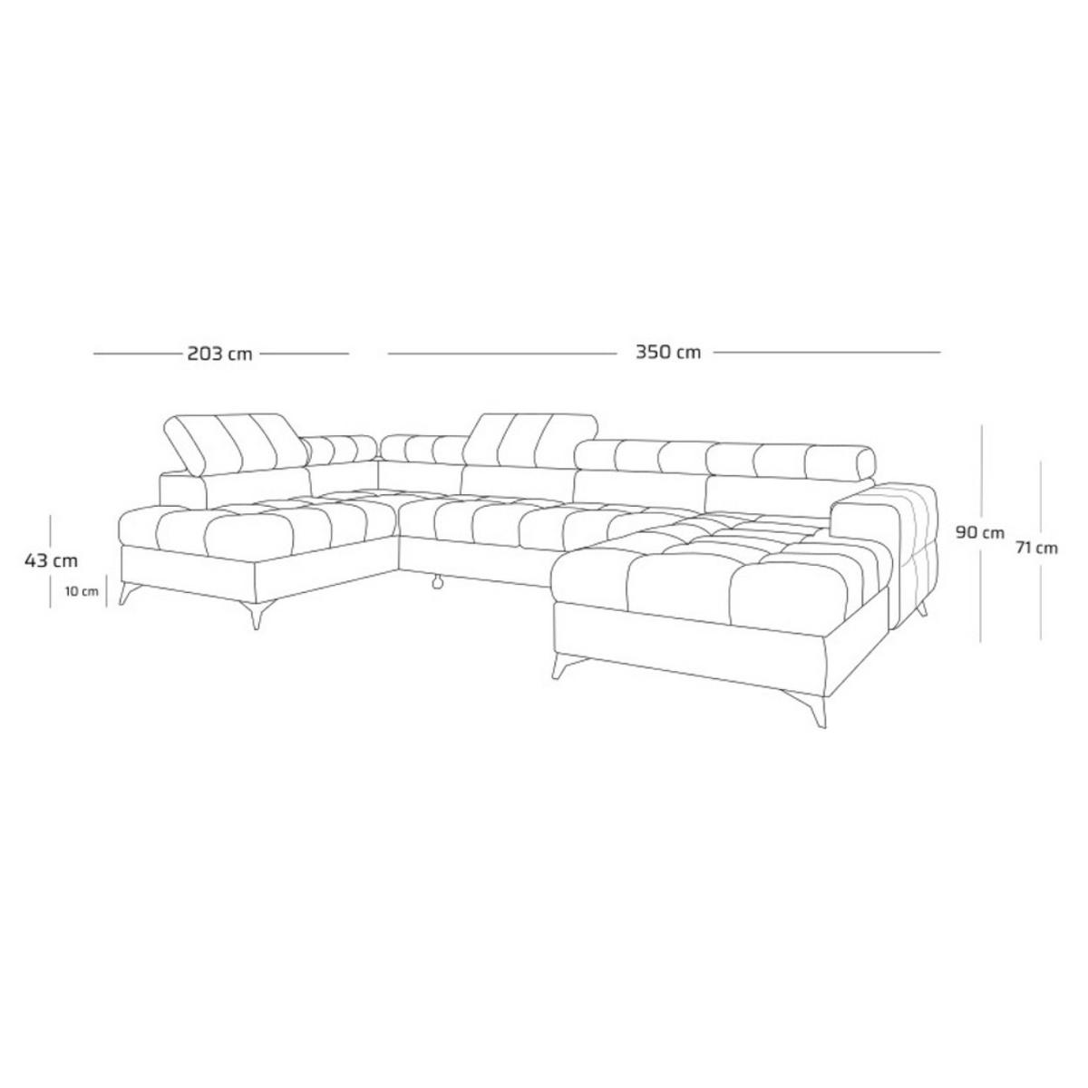 ECKSOFA U-Form PUDDING U Links mit Schlaffunktion 125x260 Velours Grau - Schwarz/Grau, Holz/Textil (350/203cm) - Muffo