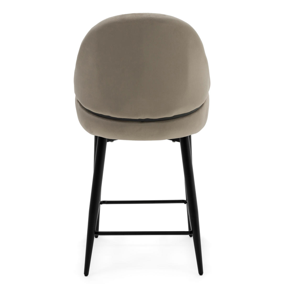 BARHOCKER BERGAMO gepolsterter mit Steppung - dunkelbeige - Samt Velour - Beige/Schwarz, Textil/Metall (56/106/61cm) - NEW HOME