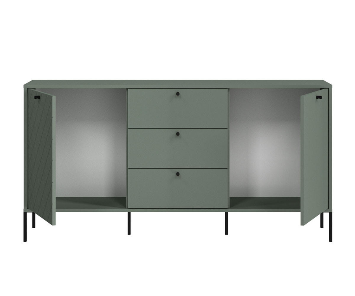 SIDEBOARD Vitoria grün / schwarz 155 / 38 / 79cm - Schwarz/Grün, Holz/Holzwerkstoff (155/79/38cm) - Feldmann-Wohnen