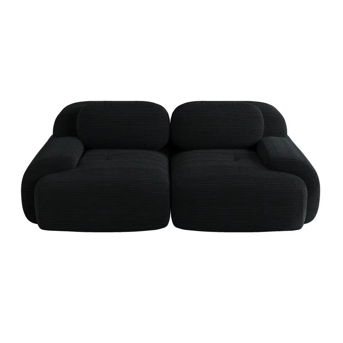 2-SITZER-SOFA 208 cm, Modernes Sofa mit geschwungenen Armlehnen, Schwarz - Schwarz, Textil (208/70/103cm) - Kaket