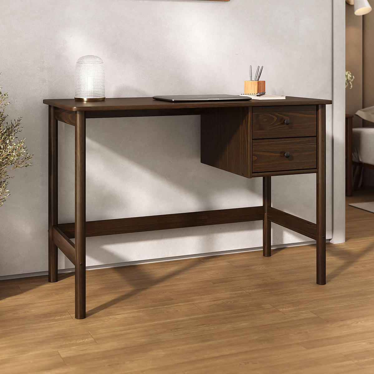 SCHREIBTISCH MARLO nussbaum - Nussbaumfarben, Holz (54/110/76cm) - IDIMEX