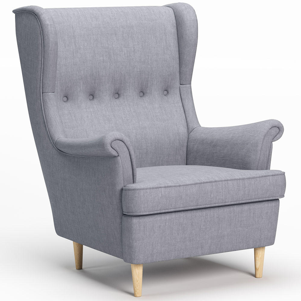 OHRENSESSEL Luno Grau Stoff ES-7 - Naturfarben/Grau, Holz/Textil (90/101/80cm) - Jana