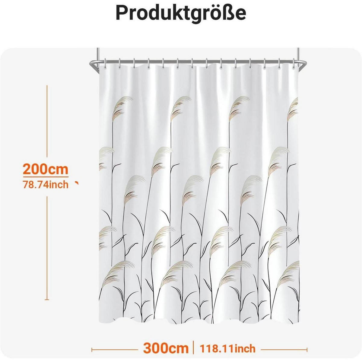 DUSCHVORHANG Weizenohr 300 x 200 cm - Multicolor, Textil (300/200cm)