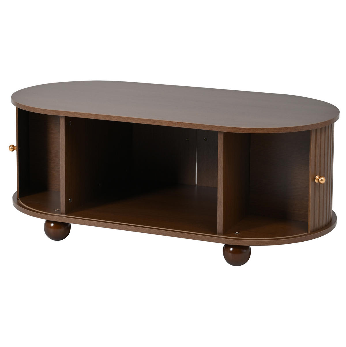 COUCHTISCH 100/50/40 cm walnussfarben aus MDF mit Schiebetüren und Stauraum - Walnussfarben, Holzwerkstoff (100/50/40cm) - OKWISH