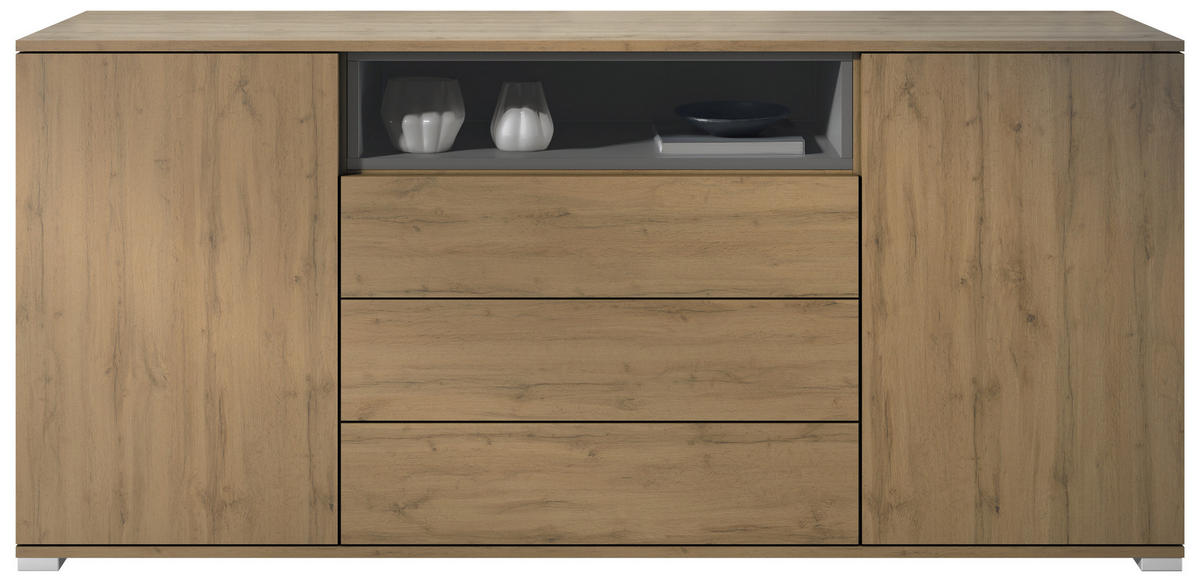 SIDEBOARD Skadu Anthrazit matt - Anthrazit, Holzwerkstoff (166.5/75.5/35cm) - Vladon