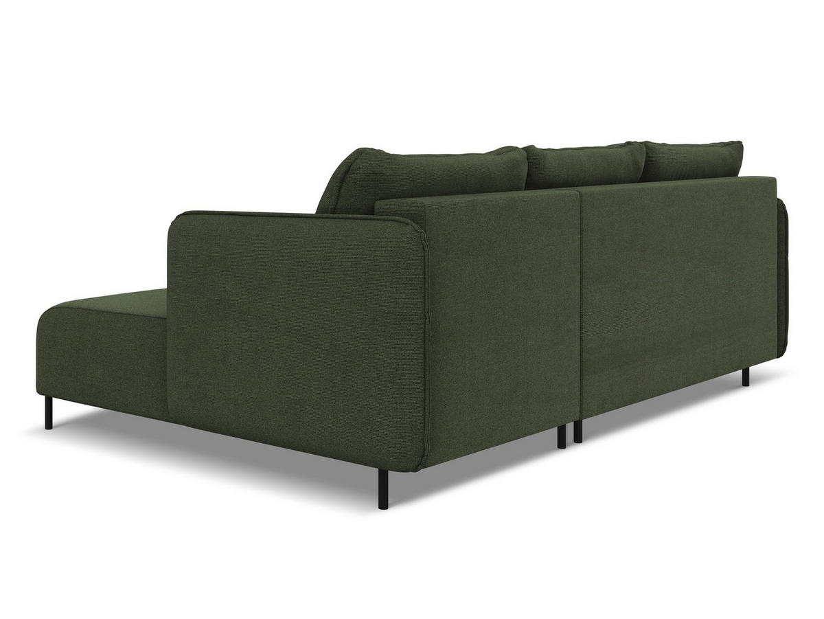 ECKSOFA mit Schlaffunktion Strukturstoff Stoff Grün - Schwarz/Olivgrün, Holz/Textil (236/162cm) - Makamii