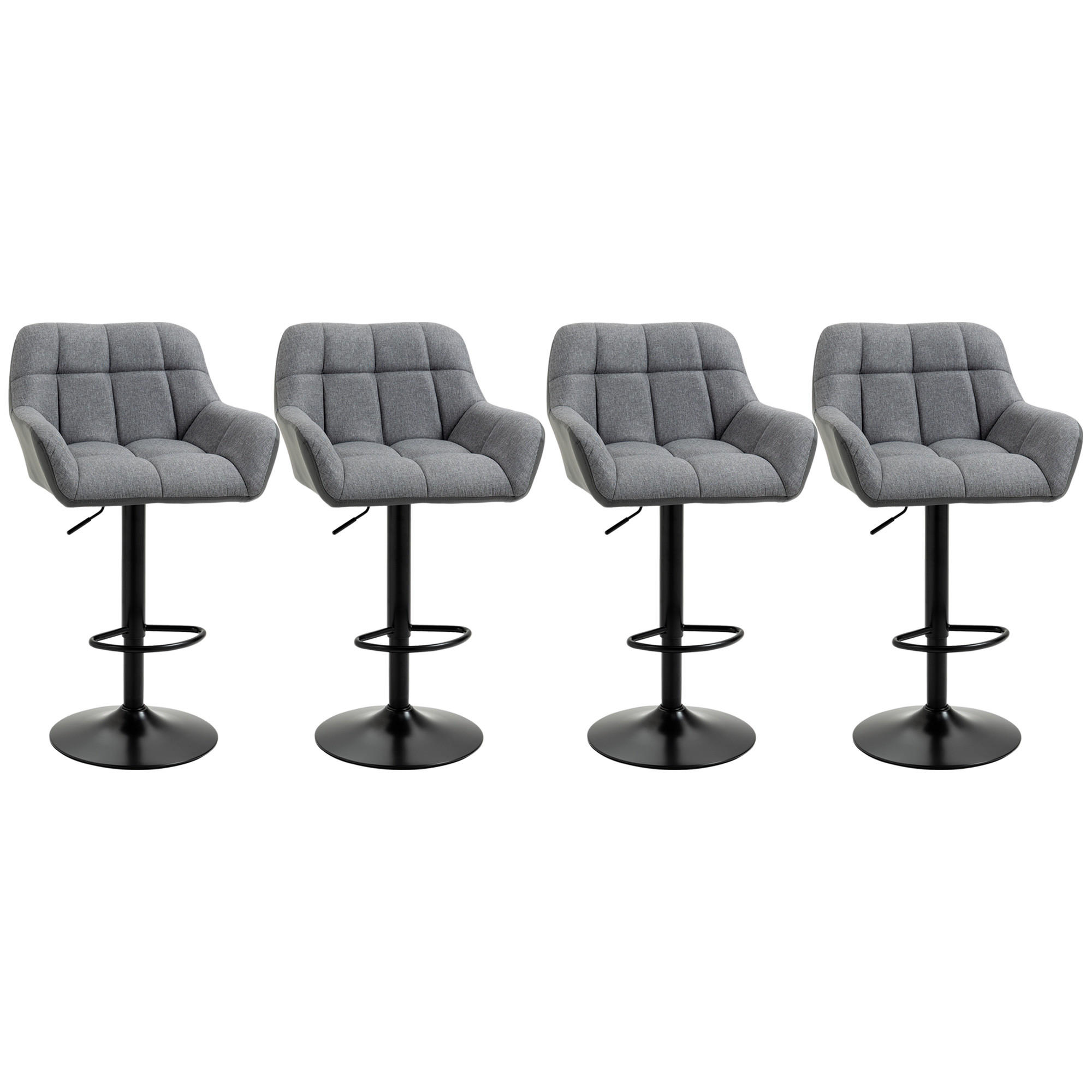 BARHOCKER 4ER-SET aus Kunstleder Grau - Grau, Leder (52.5/114/57.5cm) - HOMCOM