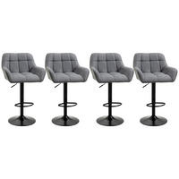 BARHOCKER 4ER-SET aus Kunstleder Grau - Grau, Leder (52.5/114/57.5cm) - HOMCOM