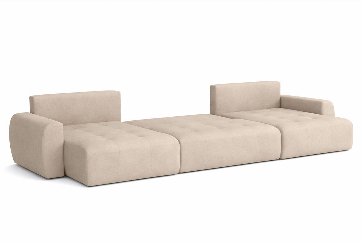 ECKSOFA Mit Schlaffunktion Und Bettkasten U-Form Ivo U, Veloursstoff Salvador, Beige - Beige, Holz (342/142cm) - Kaiser Möbel