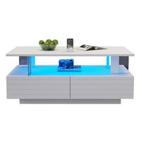 KONFERENČNÍ stolek z akrylu, 100/50/42 cm bílý, LED osvětlení a 2 zásuvky - bílá, kompozitní dřevo (100/50/42cm) - BEAOK