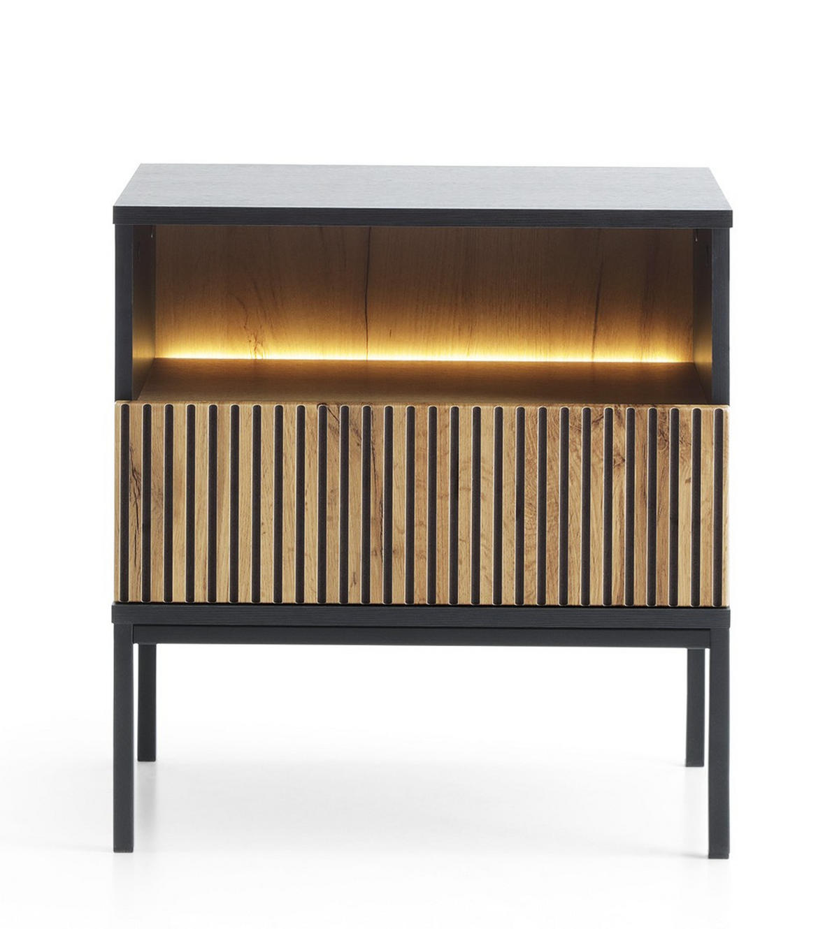 NACHTTISCH Weiß SANTI S54 Mit LED-Beleuchtung - Multicolor, Holzwerkstoff (54/56/39cm) - Sepro Meble