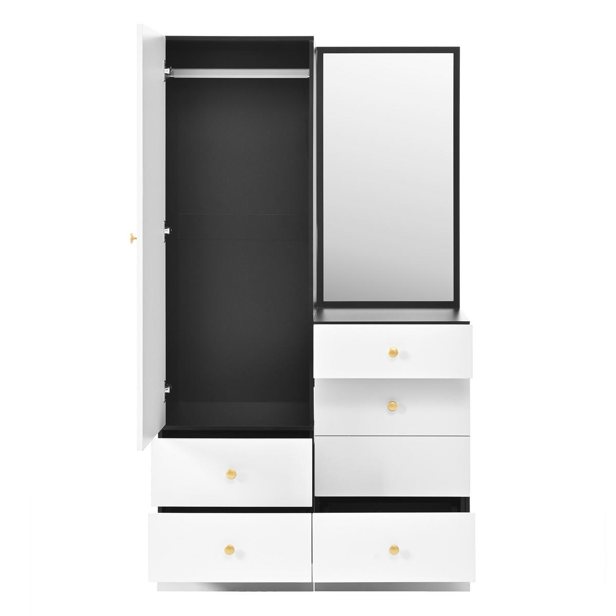 SCHMINKSCHRANK Spiegel Hocker Schubladen MDF Schlafzimmer 170cm - Multicolor, Holzwerkstoff (90/160/50.5cm) - FLIEKS