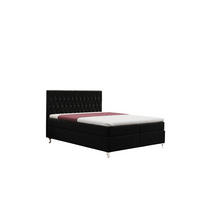 BOXBETT Mit Bettkasten Und Matratze KATE Stoff Riviera Schwarz 160x200 cm H3-Bonell - Schwarz, Holz/Textil (160/200cm) - Kaiser Möbel