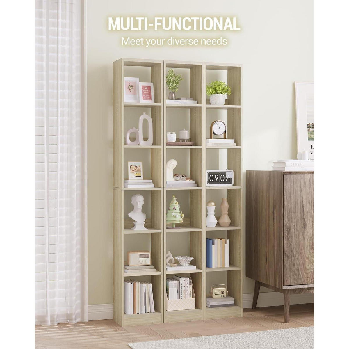 BÜCHERREGAL 6-stöckig Eichenbeige 24 x 30 x 183 cm - Beige, Holzwerkstoff (30/183/24cm)
