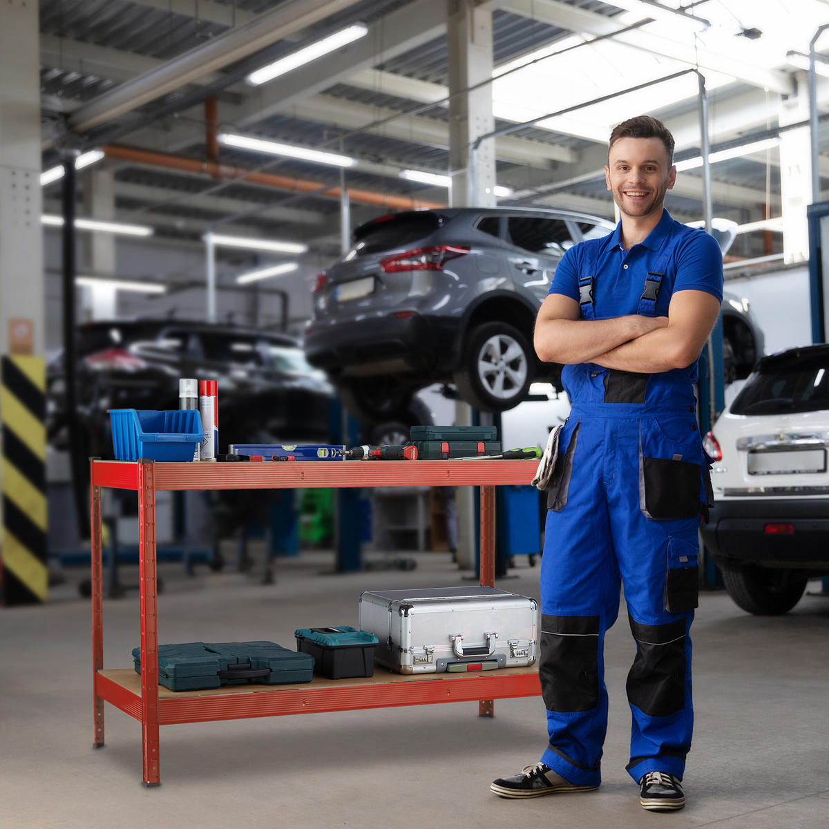 WERKBANK - Multicolor, Holzwerkstoff/Metall (141/91/61cm) - Relaxdays