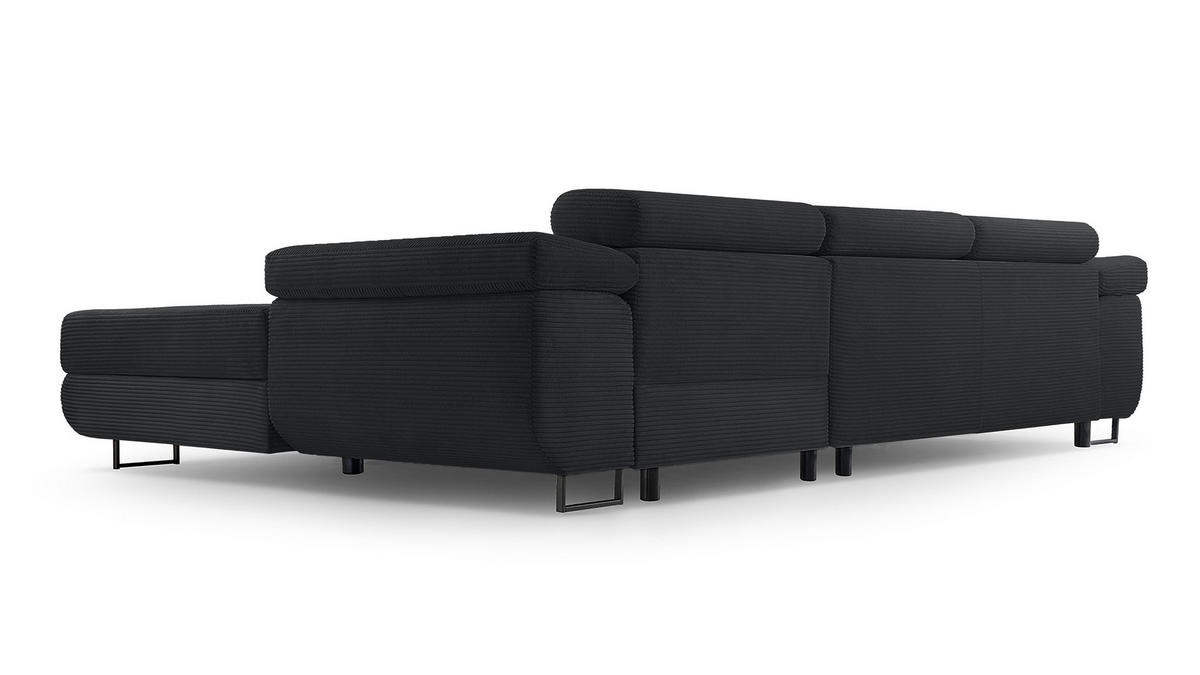 ECKSOFA L Form Arborio Dunkelgrau 280/203/90 cm Rechts mit Schlaffunktion - Schwarz, Textil/Metall (280/203cm) - AX Living