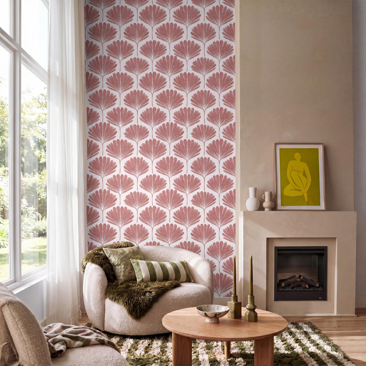 TAPETE - Fächer - Motiv - Terra - 120x240 cm - Rotbraun, Papier (120/240cm) - OnlyWow