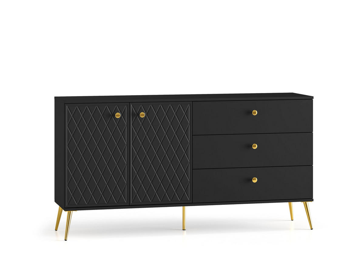 WOHNZIMMER Set 3-tlg. – Eljot – Schwarz - Schwarz, Holzwerkstoff (160/85/40cm) - hi-markt