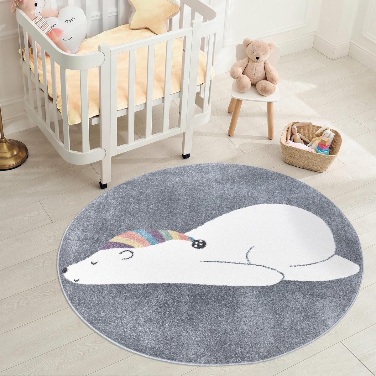 KINDERTEPPICH Anime 921 Grau 120 cm Rund - Grau, Textil (120/120cm) - carpet city