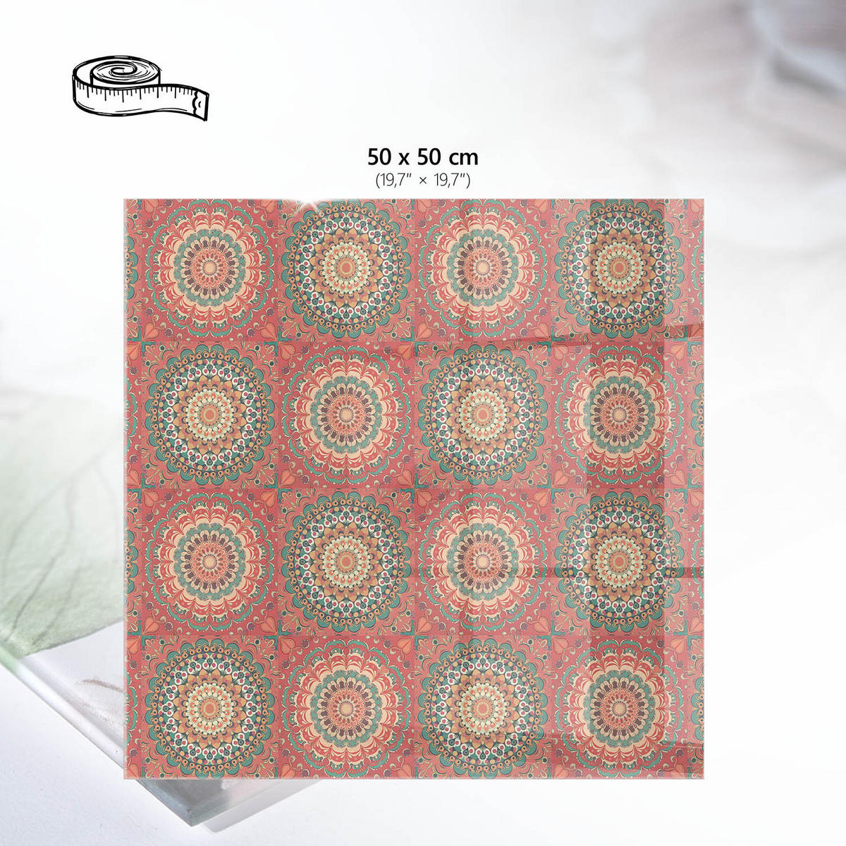 TISCHPLATTE 50x50 cm – Mandala-Dekoration - Beige, Glas (50/50/0.4cm) - Wallfluent