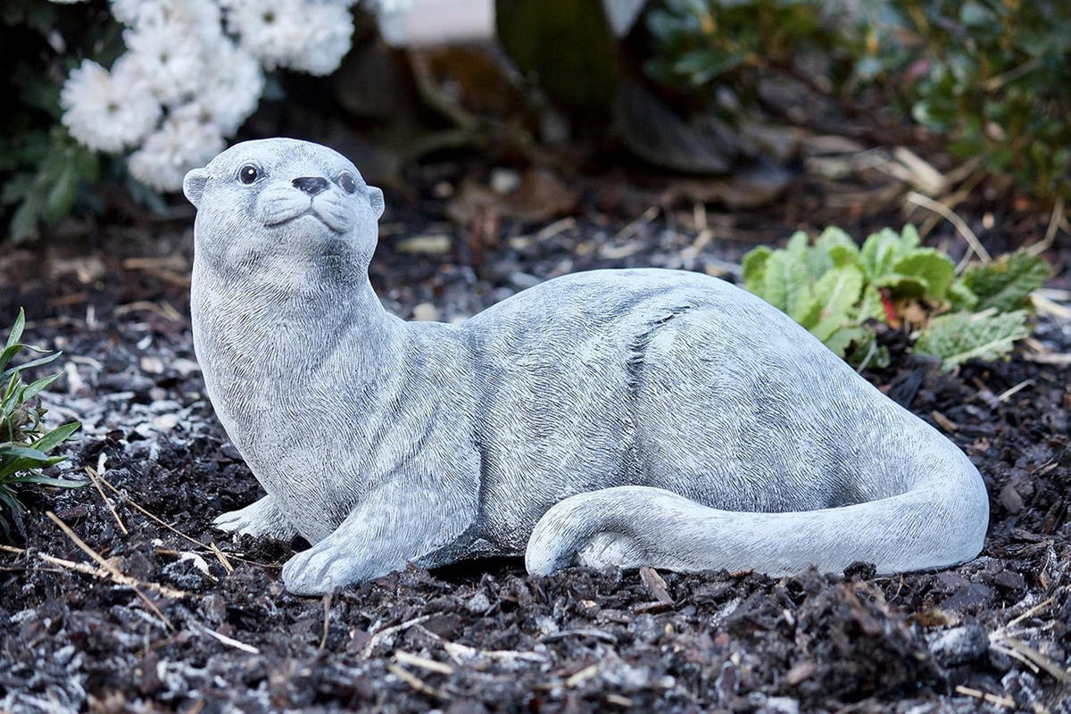 STEINFIGUR Otter, Frostfest massiver Steinguss - Grau, Stein (27/17/17cm) - stoneandstyle