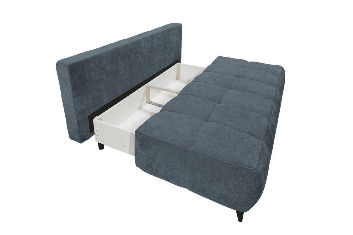 SCHLAFSOFA mit Bettkasten und Schlaffunktion - Blau/Schwarz, Kunststoff/Textil (215/96/106cm) - ed exciting design