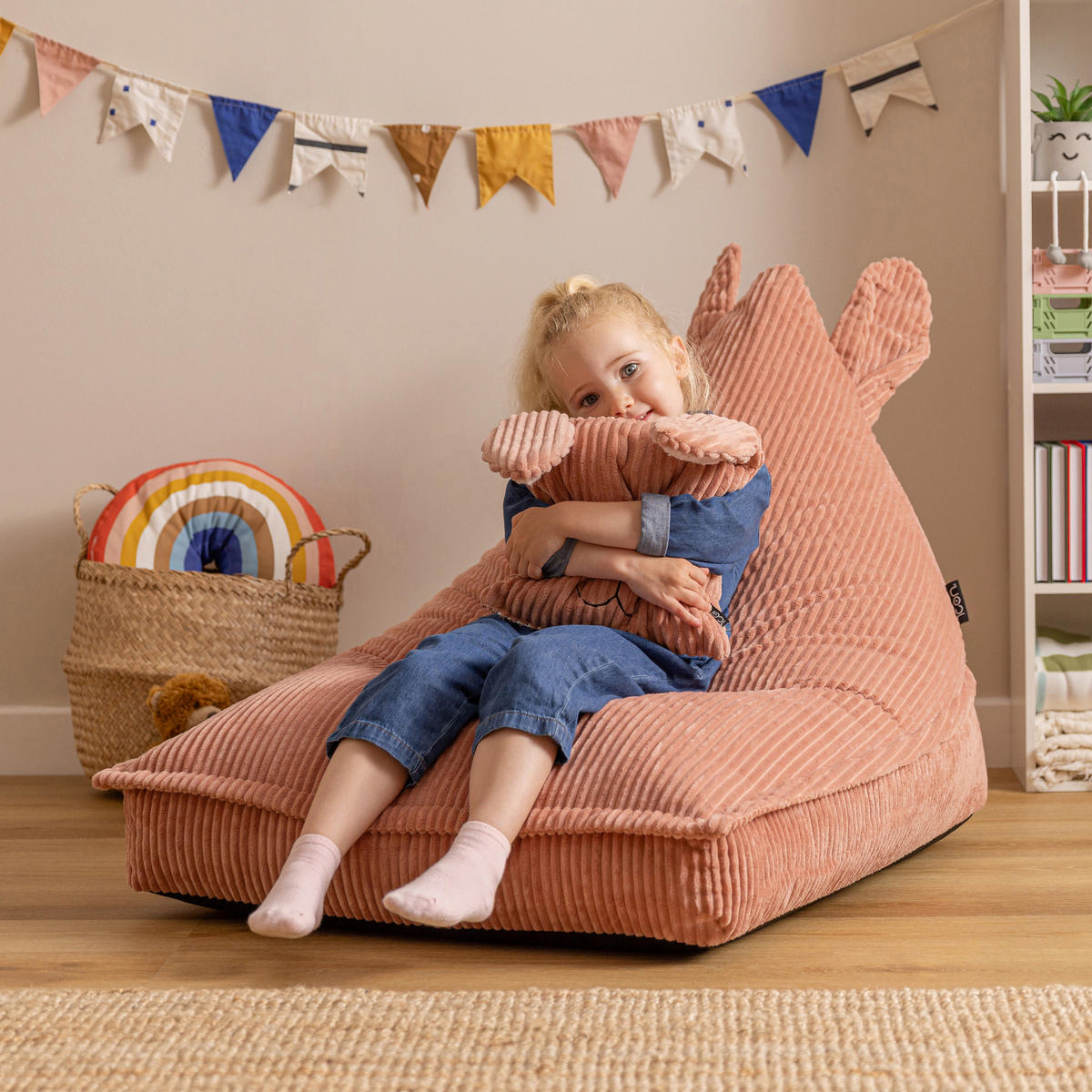 KINDERSITZSACK mit Kissen Kaninchen Cord - Pink, Textil (72/66/102cm) - icon
