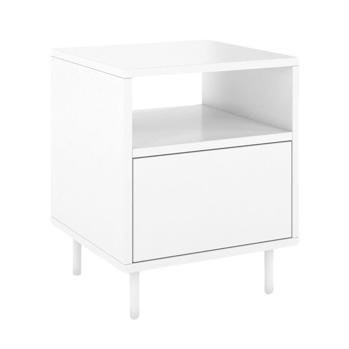 NACHTTISCH Mirka, Weiß, Push to Open System, Minimalistisch - Weiß, Holzwerkstoff/Metall (40/47/40cm) - Dancan