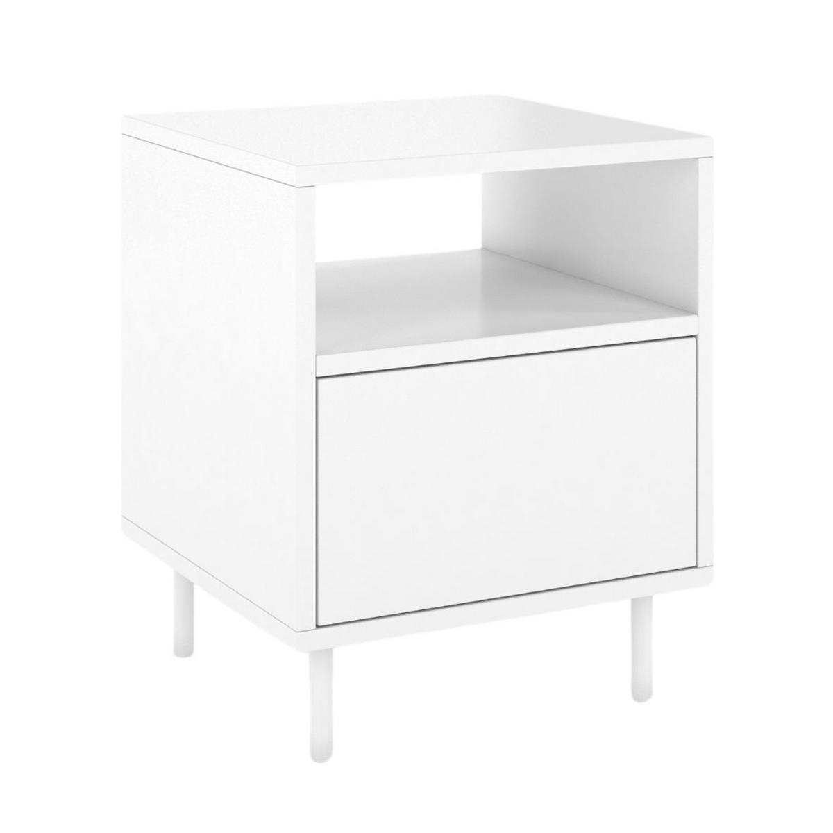 NACHTTISCH Mirka, Weiß, Push to Open System, Minimalistisch - Weiß, Holzwerkstoff/Metall (40/47/40cm) - Dancan