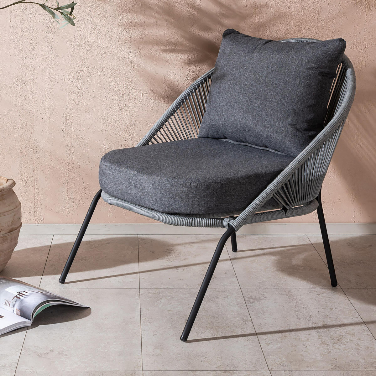 LOUNGESESSEL - Grau, Textil (73/78/85cm) - home24