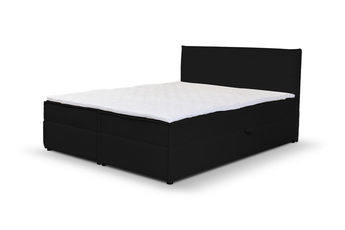 BOXBETT GLORIA mit Bettkästen H2/H3 Matratze 160 x 200 cm - Schwarz, Holzwerkstoff (160/200cm) - VENASI MÖBEL