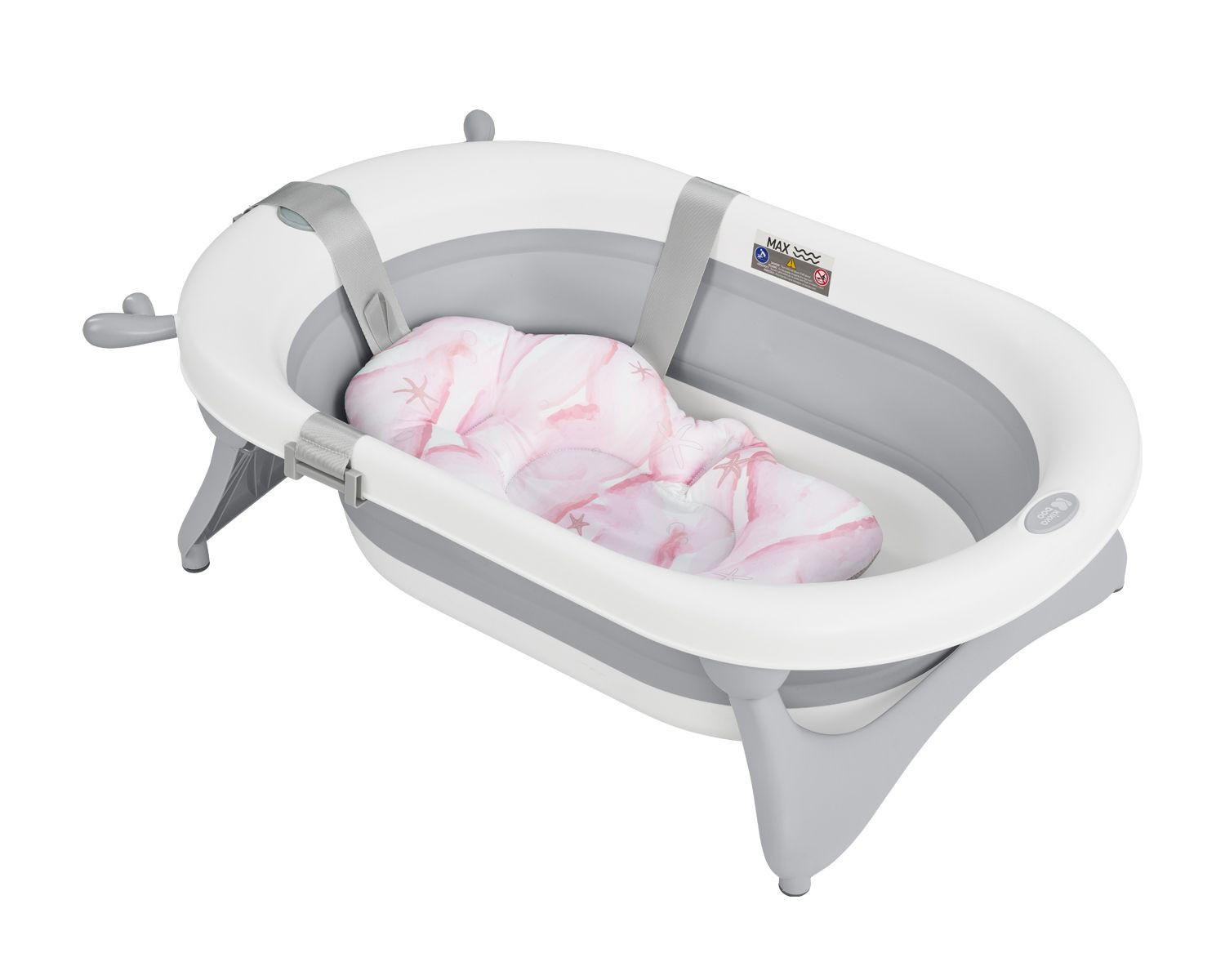 BADEKISSEN Nubo rosa weiß Wannenauflage Badehilfe Kunststoff-Clips ab Geburt - Pink, Kunststoff (34/49cm) - Kikka boo