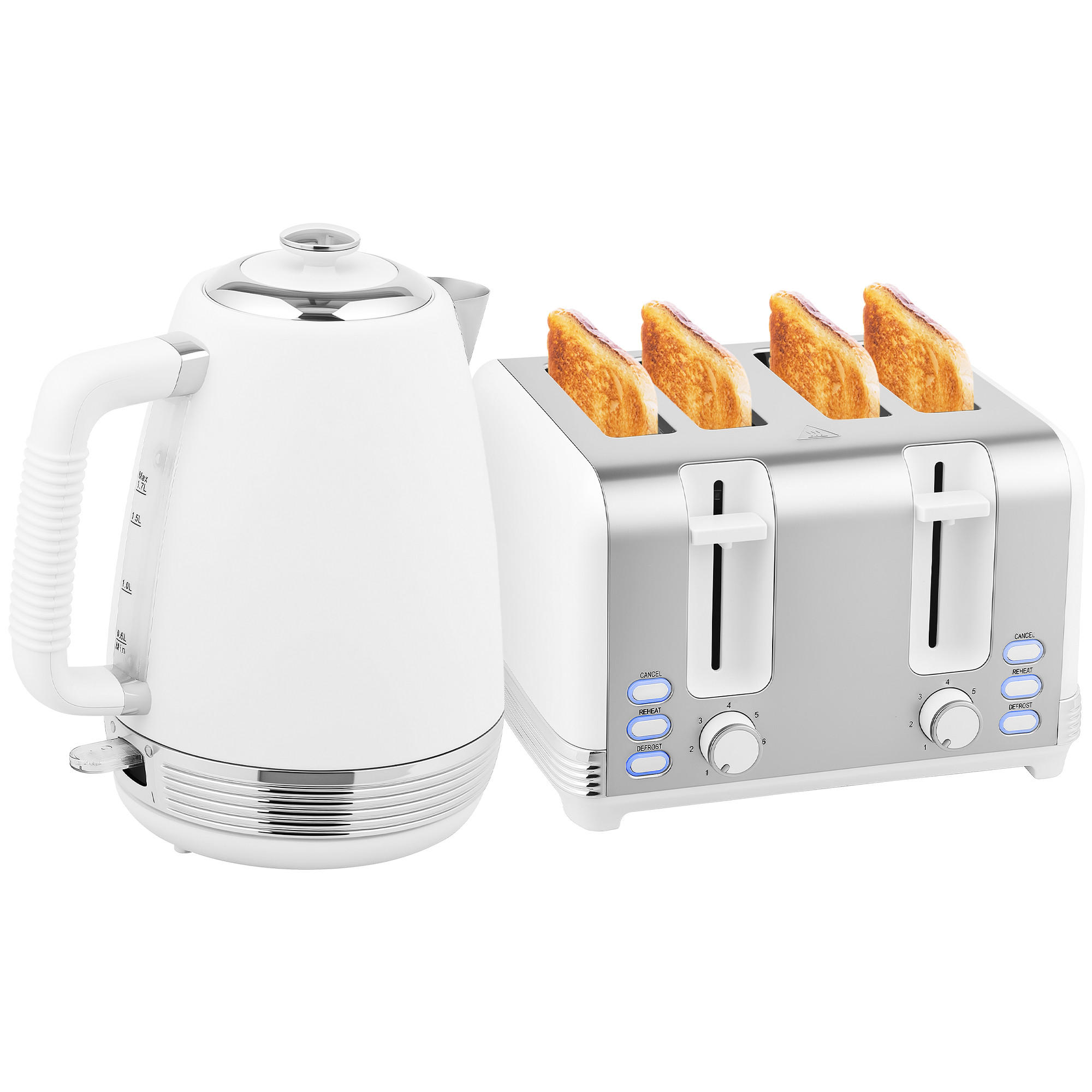 WASSERKOCHER-TOASTER-SET DE-17458 Weiß - Weiß, Metall (16.5/25.2/21.1cm) - ComfortXL