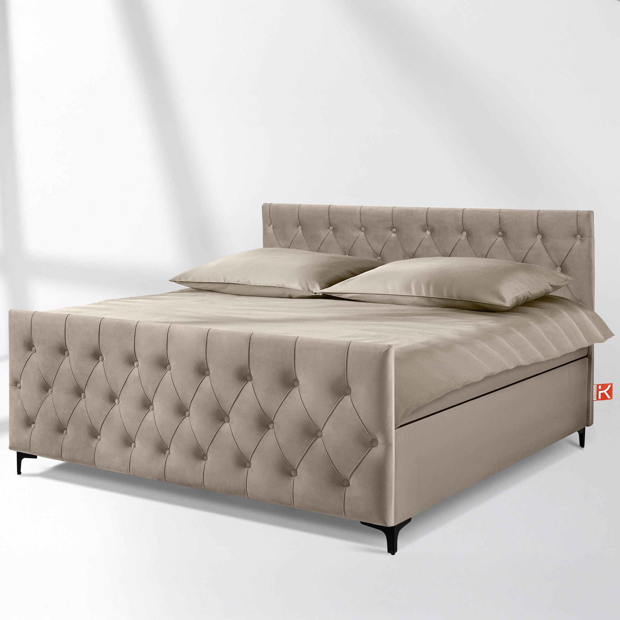 POLSTERBETT ARDEA, Beige - Beige/Schwarz, Holz/Holzwerkstoff (180/200cm) - KONSIMO®