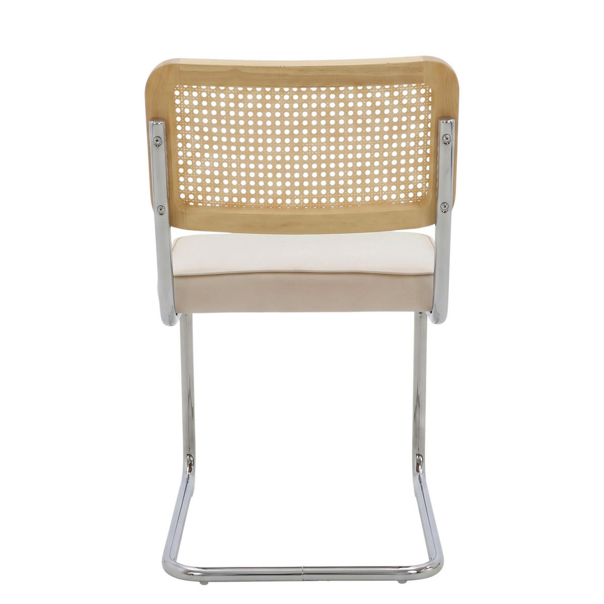 JÍDELNÍ ŽIDLE sada 2 ks béžové ze sametu, ratanu a chromu - béžová, kůže (53/84.6/46.4cm) - Urban Meuble