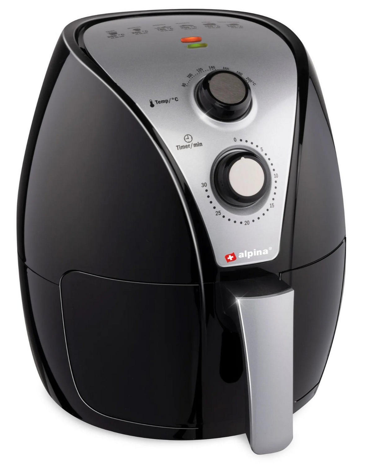 HEISSLUFTFRITTEUSE 3L 1300W Schwarz Kompakt - Schwarz, Kunststoff (25/30/30cm) - Alpina