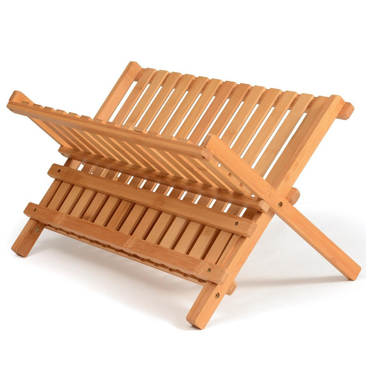 GESCHIRRTROCKNER Bambus Natur zweistufig klappbar 45×35×25 cm - Naturfarben, Holz (45/25/35cm) - Begryf